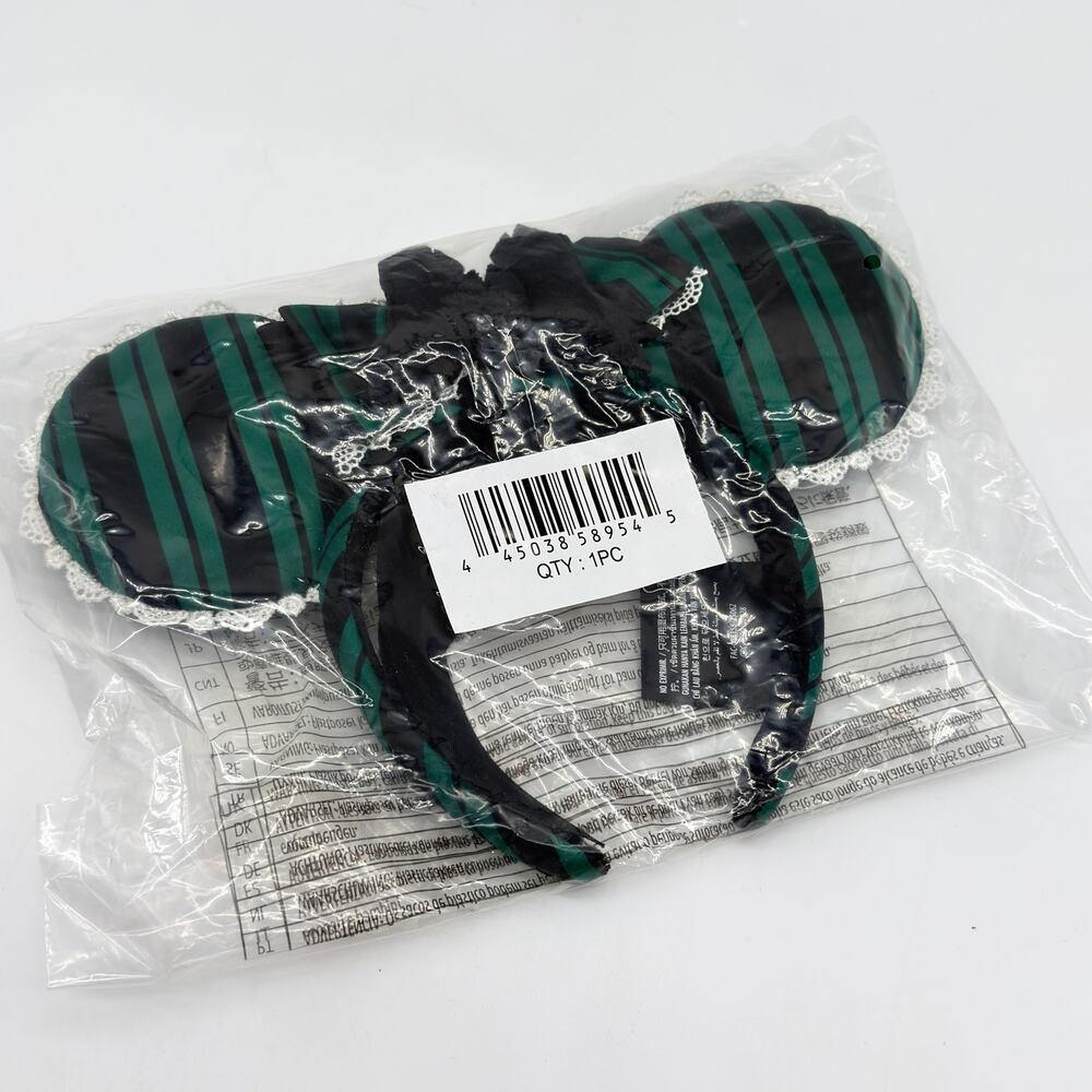 Disney The Haunted Mansion Ghost Host Ears Headband Green & Black Adult NEW